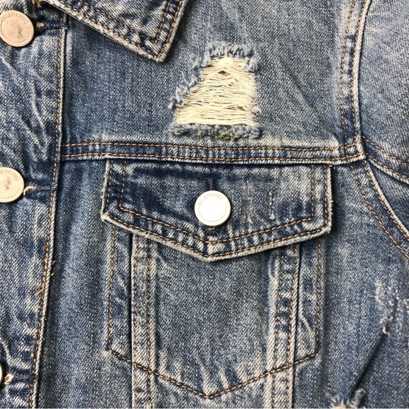 Blank NYC Light Blue Distressed Jean Jacket Women’s Small - Picture 9 of 11